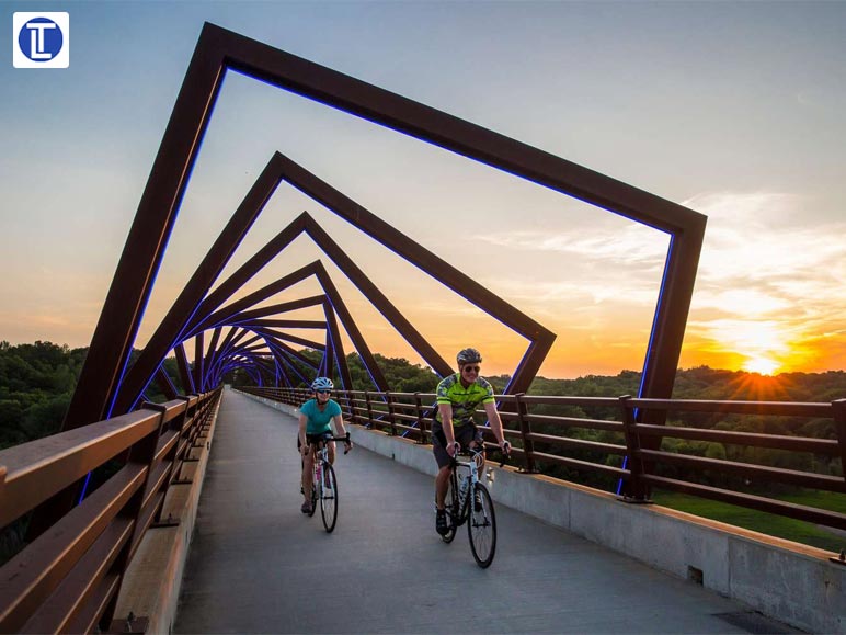 Pedal Power on the High Trestle Trail Bridge